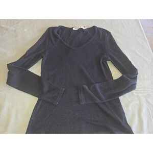 Michael Stars Womens Black V-Neck Long Sleeve Top Size M/L